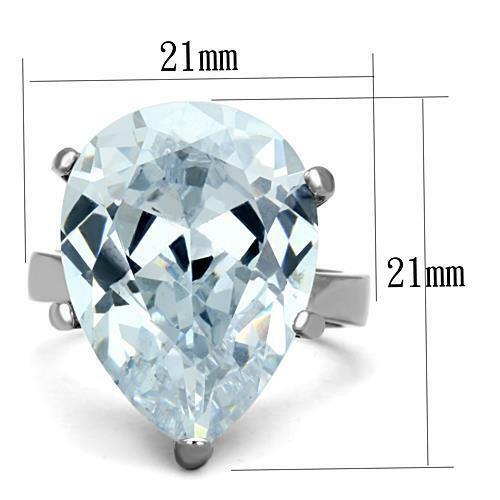 Jewellery Kingdom Ladies Pear Solitaire Cocktail Stainless Steel Cubic Zirconia 8K Ring (Silver) Secondary image