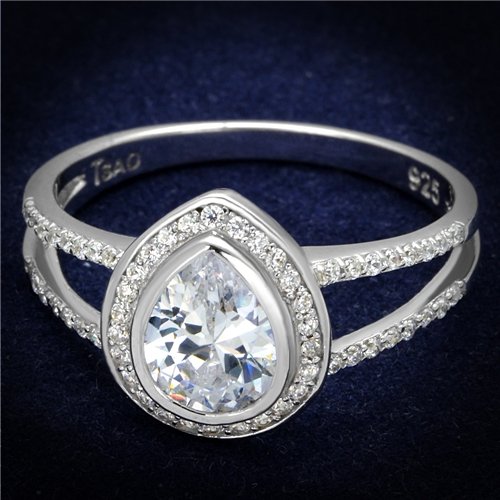 Jewellery Kingdom Ladies Pear Sterling Silver 2 Carat Stamped Cubic Zirconia Handmade Ring - Jewelry Rings - British D'sire