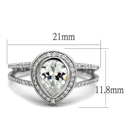 Jewellery Kingdom Ladies Pear Sterling Silver 2 Carat Stamped Cubic Zirconia Handmade Ring - Jewelry Rings - British D'sire