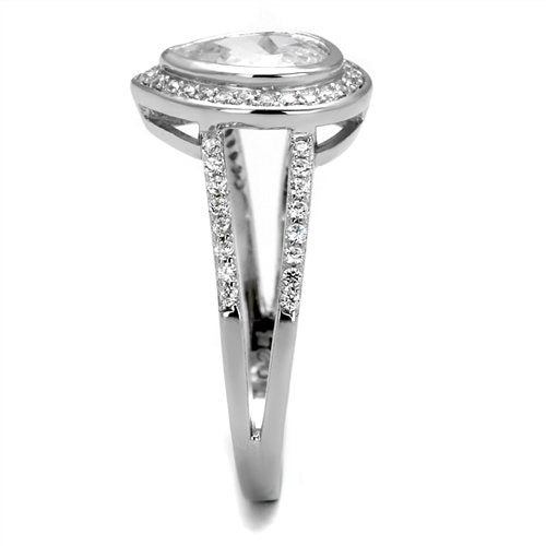 Jewellery Kingdom Ladies Pear Sterling Silver 2 Carat Stamped Cubic Zirconia Handmade Ring - Jewelry Rings - British D'sire