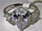 Jewellery Kingdom Ladies Pear Three Stone Cz Anniversary Sterling Silver Past Present Ring - Jewelry Rings - British D'sire