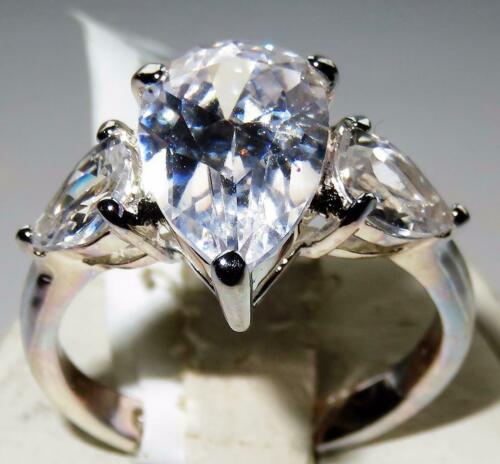 Jewellery Kingdom Ladies Pear Three Stone Cz Anniversary Sterling Silver Past Present Ring - Jewelry Rings - British D'sire Main image