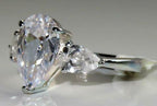 Jewellery Kingdom Ladies Pear Three Stone Cz Anniversary Sterling Silver Past Present Ring - Jewelry Rings - British D'sire