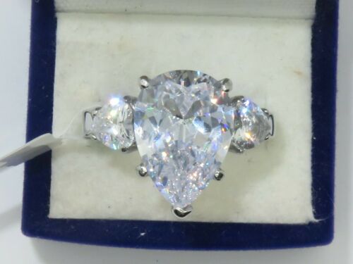 Jewellery Kingdom Ladies Pear Three Stone Cz Stainless Steel 4carat Realistic Ring (Silver) Secondary image