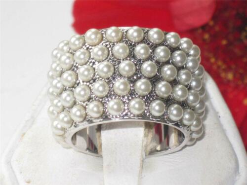 Jewellery Kingdom Ladies Pearl 5 Row 15mm Wide Ring (Silver) Secondary image