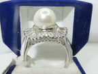 Jewellery Kingdom Ladies Pearl Baguettes Cream Cocktail Statement Sparkling Rhodium Ring - Rings - British D'sire