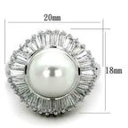 Jewellery Kingdom Ladies Pearl Baguettes Cream Cocktail Statement Sparkling Rhodium Ring - Rings - British D'sire