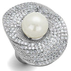 Jewellery Kingdom Ladies Pearl Cocktail Rhodium Ring (Silver) - Rings - British D'sire