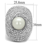 Jewellery Kingdom Ladies Pearl Cocktail Rhodium Ring (Silver) - Rings - British D'sire