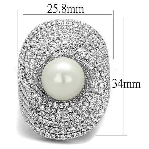 Jewellery Kingdom Ladies Pearl Cocktail Rhodium Ring (Silver) - Rings - British D'sire