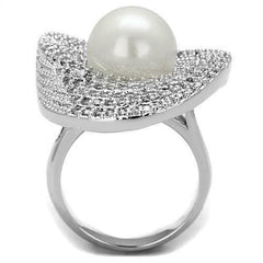 Jewellery Kingdom Ladies Pearl Cocktail Rhodium Ring (Silver) - Rings - British D'sire