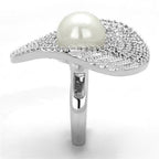 Jewellery Kingdom Ladies Pearl Cocktail Rhodium Ring (Silver) - Rings - British D'sire