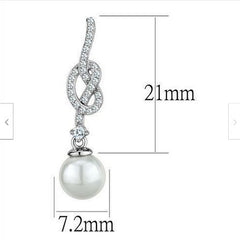 Jewellery Kingdom Ladies Pearl Sterling Silver Dangle Drop Knott Elegant Cz Handmade Earrings - Earrings - British D'sire