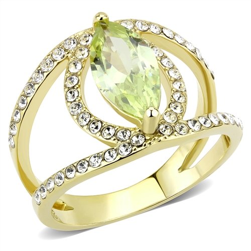Jewellery Kingdom Ladies Peridot Marquise Cut Cz Steel 3 Carat Gold Ring - Jewelry Rings - British D'sire Main image
