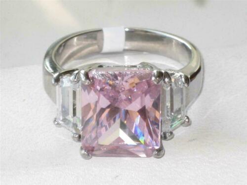 Jewellery Kingdom Ladies Pink Emerald Cut 8K Cubic Zirconia Ring - Rings - British D'sire