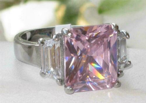 Jewellery Kingdom Ladies Pink Emerald Cut 8K Cubic Zirconia Ring - Rings - British D'sire
