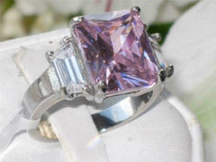 Jewellery Kingdom Ladies Pink Emerald Cut 8K Cubic Zirconia Ring - Rings - British D'sire