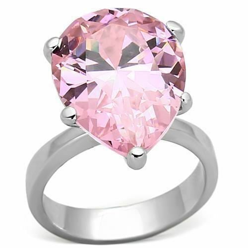 Jewellery Kingdom Ladies Pink Pear Sterling Solitaire Cocktail Ring (Silver) - Rings - British D'sire Main image