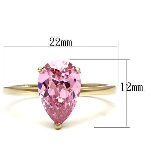Jewellery Kingdom Ladies Pink Sapphire Cz Cubic Zirconia Steel 3 Carat Ring (Gold) Secondary image