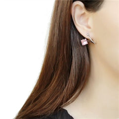 Jewellery Kingdom Ladies Pink Sapphire Cz Princess Cut Stainless Steel Twist Hoop Earrings - Earrings - British D'sire