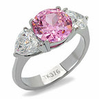 Jewellery Kingdom Ladies Pink Sapphire Three Stone Stainless Steel Ring - Rings - British D'sire