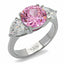 Jewellery Kingdom Ladies Pink Sapphire Three Stone Stainless Steel Ring - Rings - British D'sire