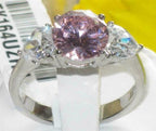 Jewellery Kingdom Ladies Pink Sapphire Three Stone Stainless Steel Ring - Rings - British D'sire