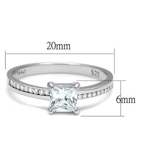 Jewellery Kingdom Ladies Princess 1 Carat Solitaire Accents Cz Sterling Silver Engagement Ring - Jewelry Rings - British D'sire Main image