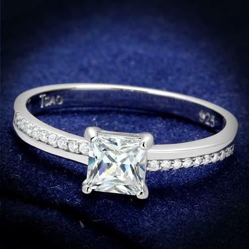 Jewellery Kingdom Ladies Princess 1 Carat Solitaire Accents Cz Sterling Silver Engagement Ring - Jewelry Rings - British D'sire