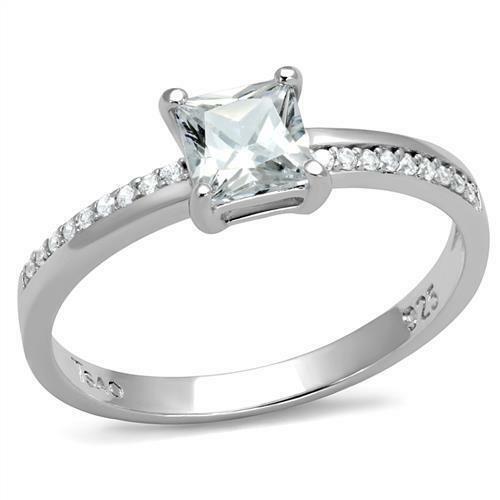 Jewellery Kingdom Ladies Princess 1 Carat Solitaire Accents Cz Sterling Silver Engagement Ring - Jewelry Rings - British D'sire
