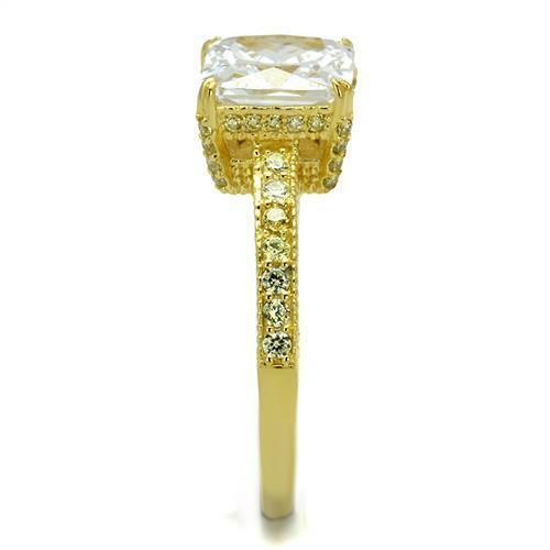 Jewellery Kingdom Ladies Princess 18kt Cz 3.67ct Sterling Silver Square Engagement Ring (Gold) - Jewelry Rings - British D'sire
