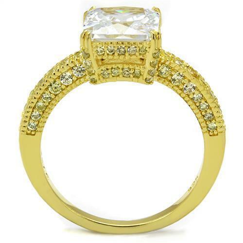 Jewellery Kingdom Ladies Princess 18kt Cz 3.67ct Sterling Silver Square Engagement Ring (Gold) - Jewelry Rings - British D'sire