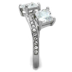 Jewellery Kingdom Ladies Princess 3 Carat Double Square Simulated Diamonds Stainless Steel Ring - Jewelry Rings - British D'sire