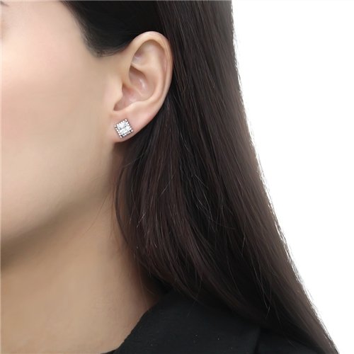 Jewellery Kingdom Ladies Princess 3 Carat Solitaire Stainless Steel Stud Earrings (Silver) - Earrings - British D'sire