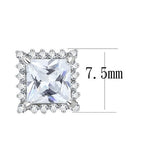 Jewellery Kingdom Ladies Princess 3 Carat Solitaire Stainless Steel Stud Earrings (Silver) - Earrings - British D'sire