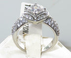 Jewellery Kingdom Ladies Princess 3 Carat Stainless Steel Accents Engagement Ring (Silver) - Jewelry Rings - British D'sire