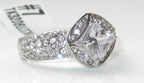 Jewellery Kingdom Ladies Princess 3 Carat Stainless Steel Accents Engagement Ring (Silver) - Jewelry Rings - British D'sire