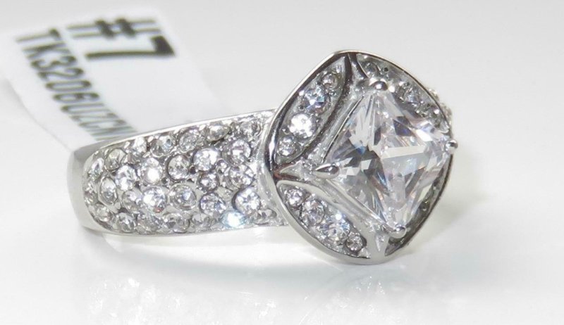 Jewellery Kingdom Ladies Princess 3 Carat Stainless Steel Accents Engagement Ring (Silver) - Jewelry Rings - British D'sire
