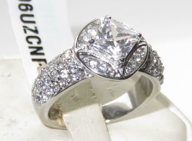Jewellery Kingdom Ladies Princess 3 Carat Stainless Steel Accents Engagement Ring (Silver) - Jewelry Rings - British D'sire