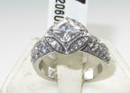 Jewellery Kingdom Ladies Princess 3 Carat Stainless Steel Accents Engagement Ring (Silver) - Jewelry Rings - British D'sire