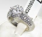 Jewellery Kingdom Ladies Princess 3 Carat Stainless Steel Accents Engagement Ring (Silver) - Jewelry Rings - British D'sire