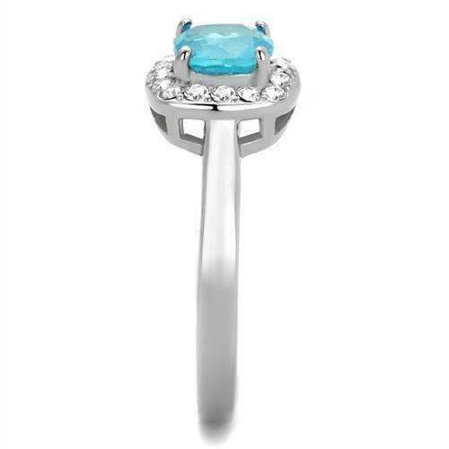 Jewellery Kingdom Ladies Princess Blue Topaz Stainless Steel Ring (Silver) - Rings - British D'sire