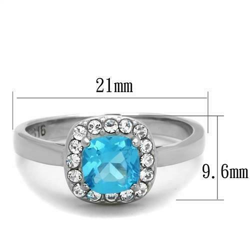 Jewellery Kingdom Ladies Princess Blue Topaz Stainless Steel Ring (Silver) - Rings - British D'sire