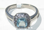 Jewellery Kingdom Ladies Princess Blue Topaz Stainless Steel Ring (Silver) - Rings - British D'sire