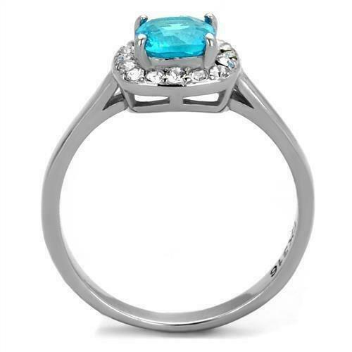 Jewellery Kingdom Ladies Princess Blue Topaz Stainless Steel Ring (Silver) - Rings - British D'sire