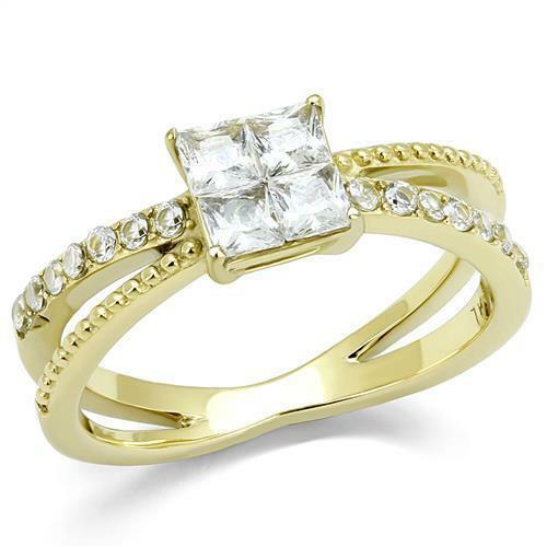 Jewellery Kingdom Ladies Princess Cubic Zirconia 18kt Steel 150 Carat Ring (Gold) - Jewelry Rings - British D'sire Main image