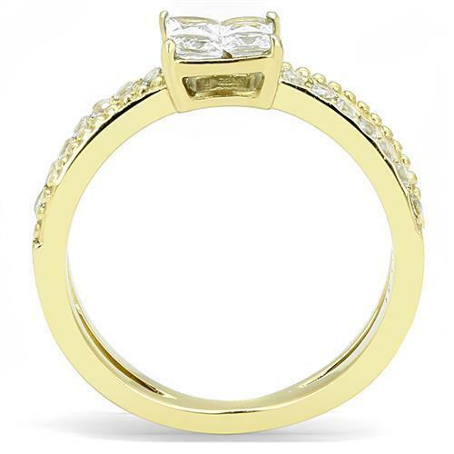Jewellery Kingdom Ladies Princess Cubic Zirconia 18kt Steel 150 Carat Ring (Gold) - Jewelry Rings - British D'sire