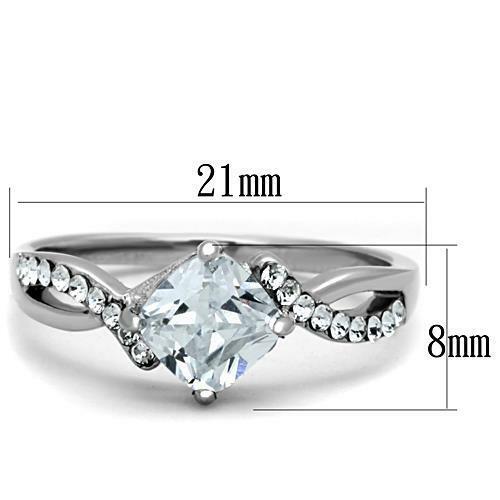 Jewellery Kingdom Ladies Princess Cubic Zirconia Dress Stainless Steel Ring (Silver) Secondary image