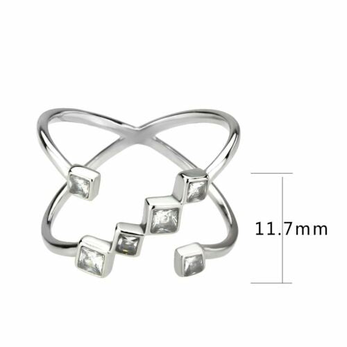 Jewellery Kingdom Ladies Princess Cut Band Cubic Zirconia Ring (Silver) - Rings - British D'sire