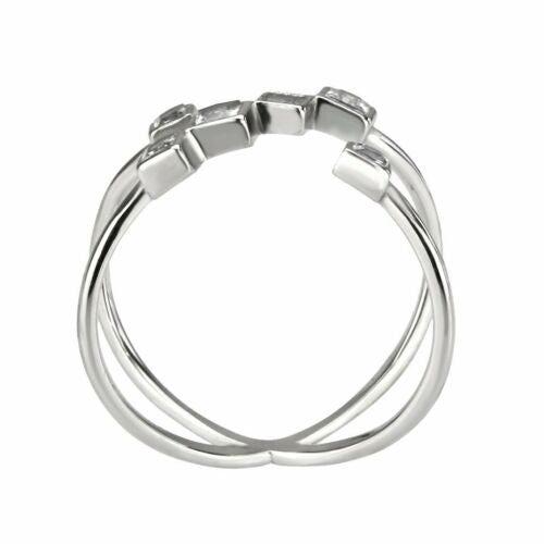 Jewellery Kingdom Ladies Princess Cut Band Cubic Zirconia Ring (Silver) - Rings - British D'sire